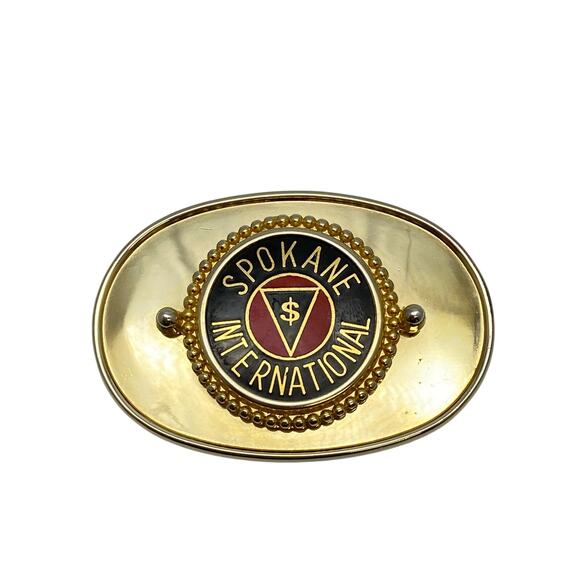Spokane International Railroad Gold Tone Oval Belt Buckle for 1 3/4" Belt AJACKS - Picture 1 of 6